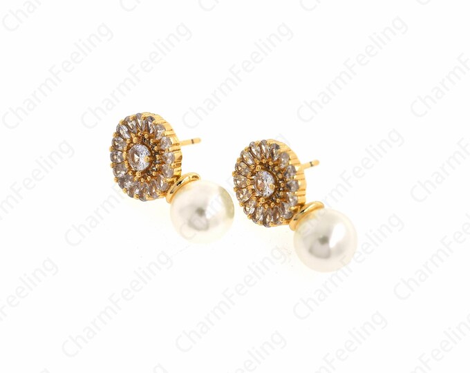 18K Gold Filled Pearl Earrings, Cutout Earrings, Hoop Earrings, Ring Pearl Earrings, DIY Jewelry Supplies, 24x13.5x9.6mm