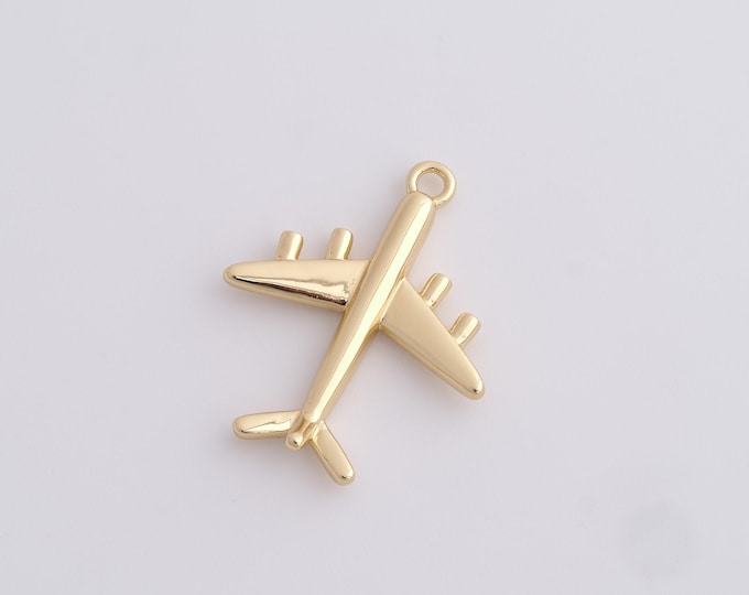 Airplane Pendant,Flying Charm,Fighter Charm,Travel Pendant,18K Gold Filled Airplane Charm,DIY Jewelry Accessories,28x22.4x3.4mm