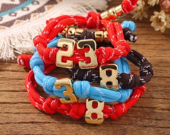 Personalized Number Bracelets,18K Gold Filled Enamel Angel Number Charm Knotted Bracelet DIY Personalized Custom Jewelry,Personalized Gifts