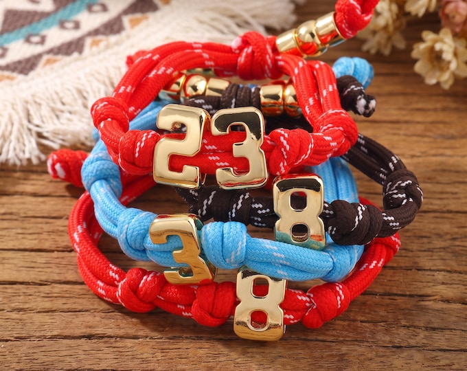 Personalized Number Bracelets,18K Gold Filled Enamel Angel Number Charm Knotted Bracelet DIY Personalized Custom Jewelry,Personalized Gifts