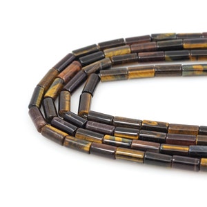 Tiger Stone Cylindrical Beads, Cylindrical Gemstone Necklace, Natural Stone Chain, Natural Stone Necklace, Gemstone Beads, 8x16mm