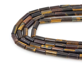Tiger Stone Cylindrical Beads, Cylindrical Gemstone Necklace, Natural Stone Chain, Natural Stone Necklace, Gemstone Beads, 8x16mm
