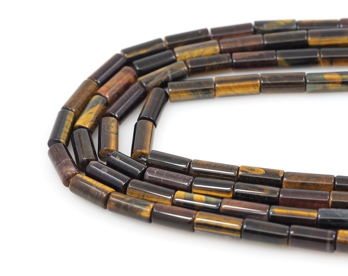 Tiger Stone Cylindrical Beads, Cylindrical Gemstone Necklace, Natural Stone Chain, Natural Stone Necklace, Gemstone Beads, 8x16mm