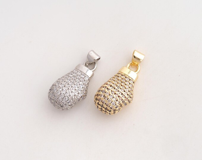 CZ Boxing Glove Pendant,Boxing Pendant,18K Gold Filled Glove Charm,DIY Jewelry Accessories,26.6x12x9.6mm