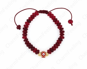 Friendship Bracelet, Enamel Bracelet, 18K Gold Filled Beaded Bracelet, Eye Bracelet, Daily Bracelet,