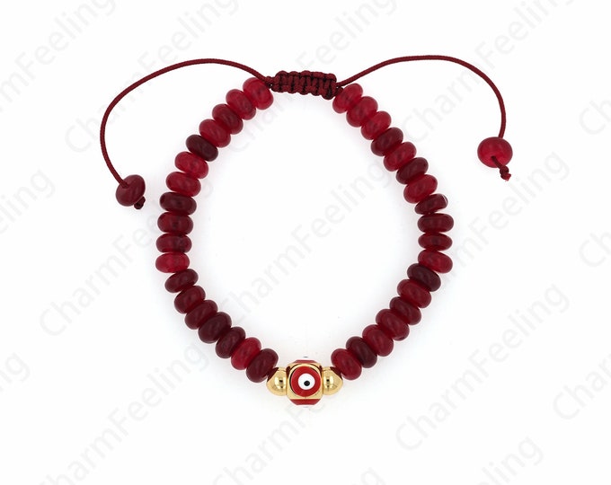Friendship Bracelet, Enamel Bracelet, 18K Gold Filled Beaded Bracelet, Eye Bracelet, Daily Bracelet,