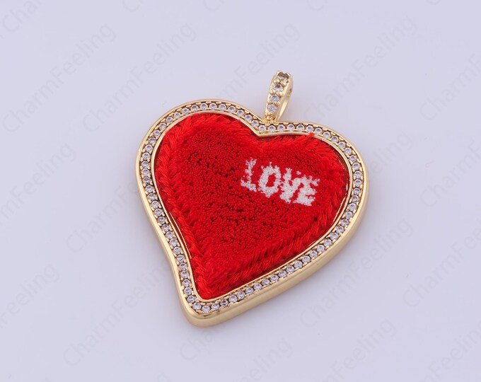 Enamel Heart Charm, 18K Gold Filled Heart Pendant,Heart Charms,Love Charms,DIY Jewelry Accessories 41x33.5x6mm