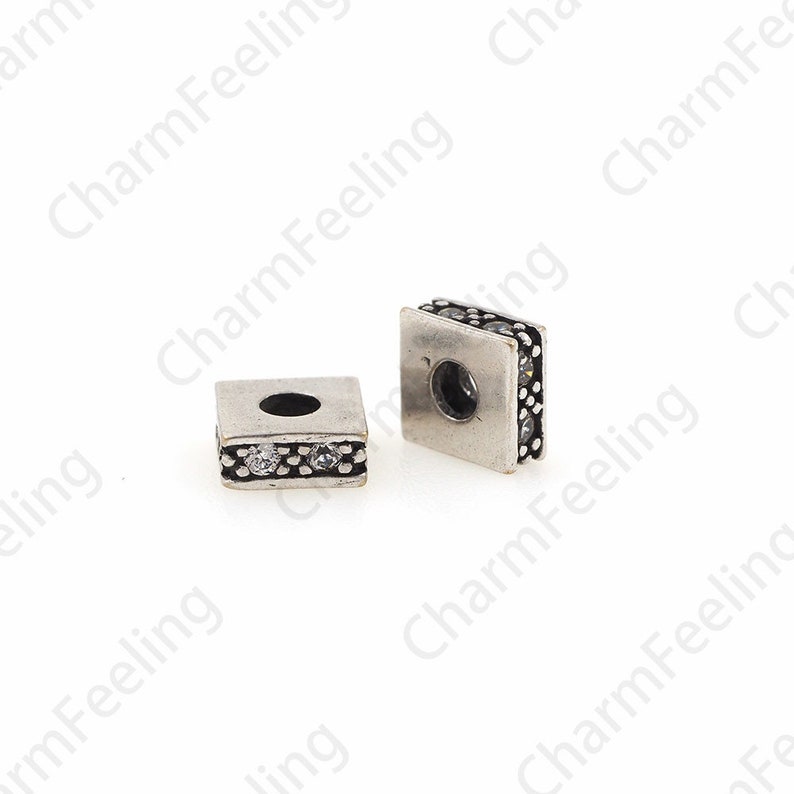 Bracelet Spacer Beads 5.8x2.6mm 1pcs Square Charm Micro-Pave Colorful Square Spacer Beads Cubic Spacer Beads
