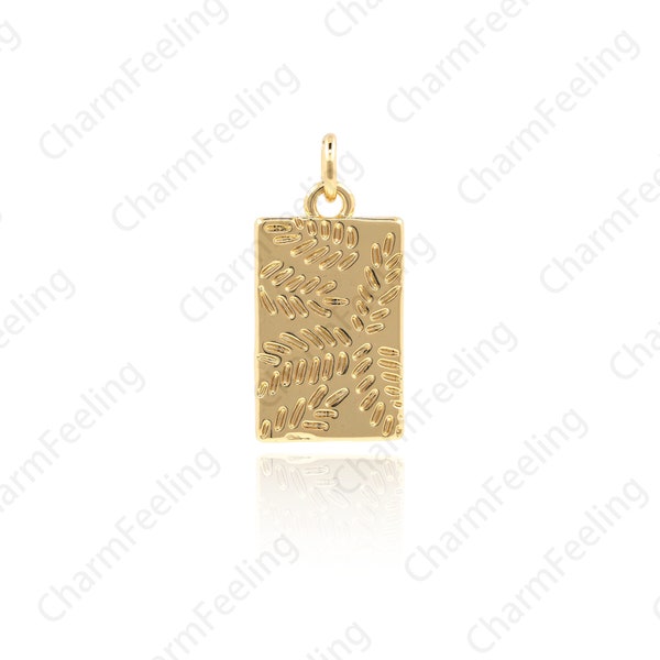 Rectangular Pendant, Rectangular Fallen Leaves Necklace, Gold-Plated Square Pendant, DIY Jewelry Making Accessories 23.3x11.2x1.5mm  1pcs