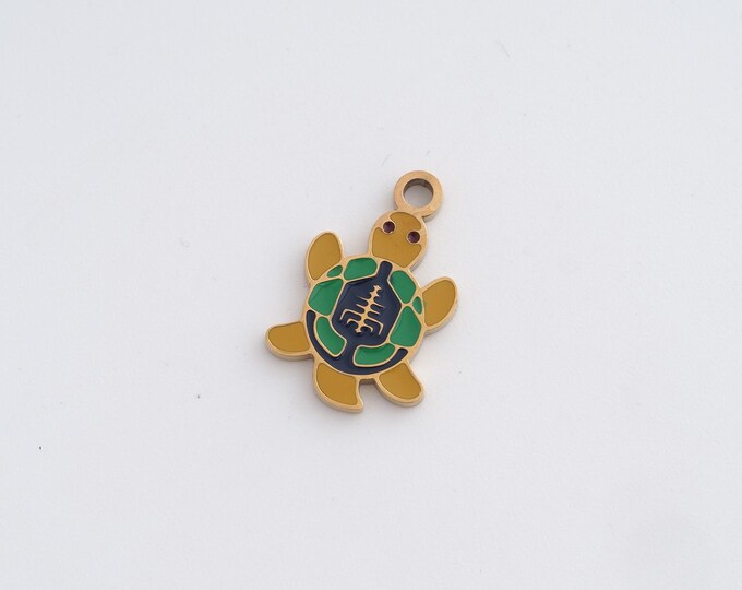 Stainless Steel Turtle Pendant,Animal Charms,Enamel Turtle Charm, DIY Jewelry Supplies, 16.7x10.3x1.3mm