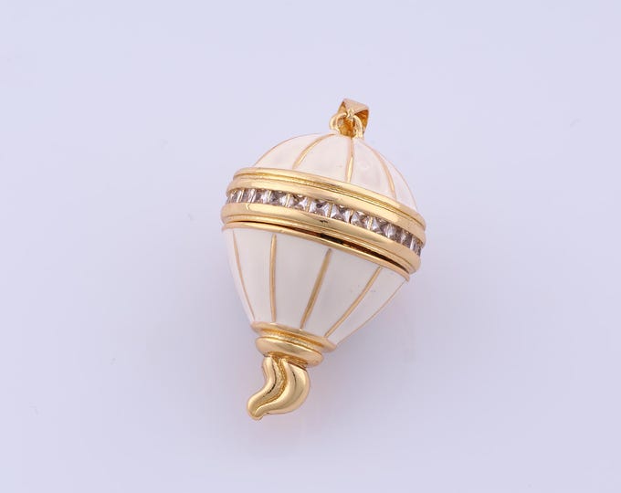 Enamel Hot Air Balloon Charm, 18K Gold Filled Hot Air Balloon Pendant,Hot Air Balloon Charm, DIY Jewelry Supplies, 39.5x22.4x22.4mm