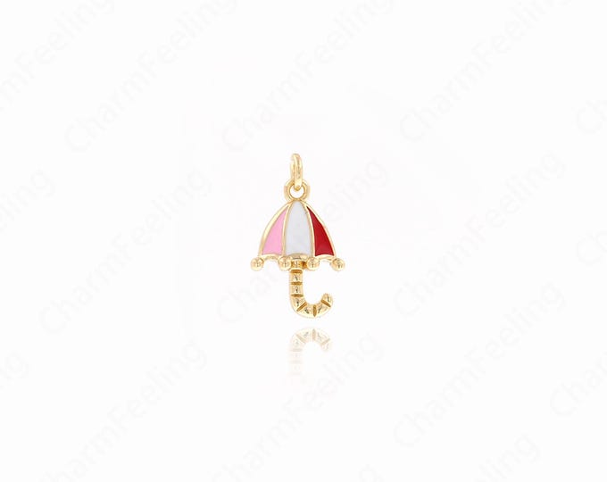 Enamel Umbrella Pendant,18K Gold Filled Enamel Enamel Charm,Umbrella Charm,DIY Jewelry Supplies 17x9.8x4mm
