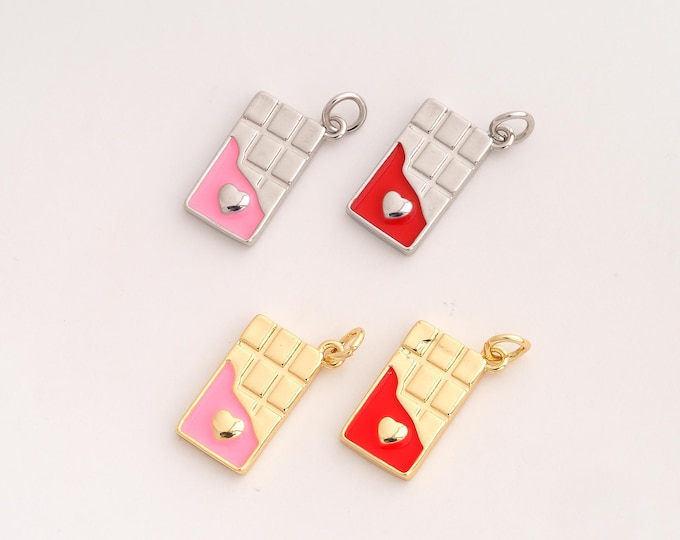 Enamel Chocolate Pendant,Chocolate Pendant,18K Gold Filled Chocolate Charm,DIY Jewelry Accessories,22x10.5x2.2mm