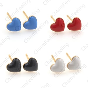 18K Gold Filled Heart Earrings, Love Earrings, Love Charm, Enamel Love Earrings, Enamel Love Earrings, Enamel Charm, 1 pair