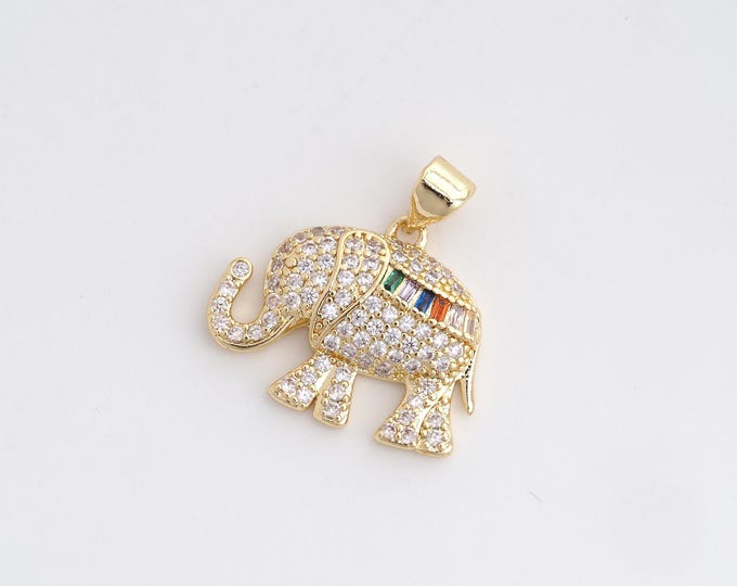 Elephant Pendant, Animal Charm,18K Gold Filled Elephant Charm, DIY Jewelry Making Accessories 22x20.8x3.8mm