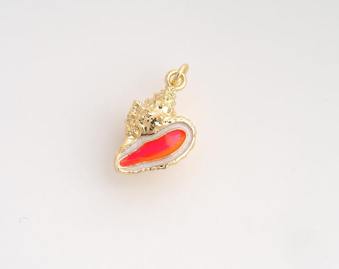 Enamel Conch Pendant,Conch Pendant,18K Gold Filled Conch Charm,DIY Jewelry Accessories,24x13x9mm