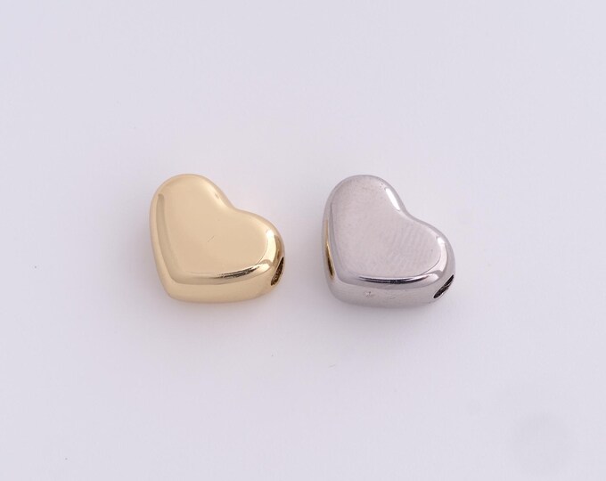Heart Spacer Beads,Bracelet Necklace Heart Spacer Beads Accessories,18K Gold Filled Heart Charm, DIY Jewelry Making,11.7x14.5x6.5mm