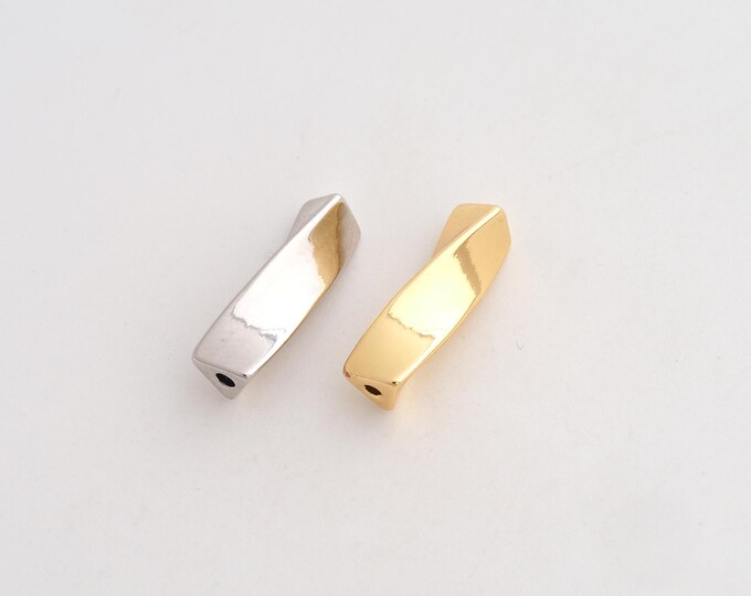 5 pcs 18K Gold Filled Triangle Spacer Beads,Twist Beads,Tube Beads,DIY Jewelry Supplies,17.4x4.8mm Hole 1.6mm