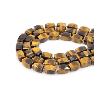 Cuentas rectangulares de piedra de tigre, cuentas de piedra de tigre facetadas, cadena de piedra natural, collares de piedras preciosas, proveedores de joyas, cuentas de piedra natural, 12x16 mm