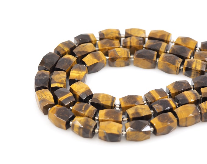 Rectangular Tiger Stone Beads,Faceted Tiger Stone Beads,Natural Stone Chain,Gemstone Necklaces,Jewelry Suppliers,Natural Stone Beads,12x16mm