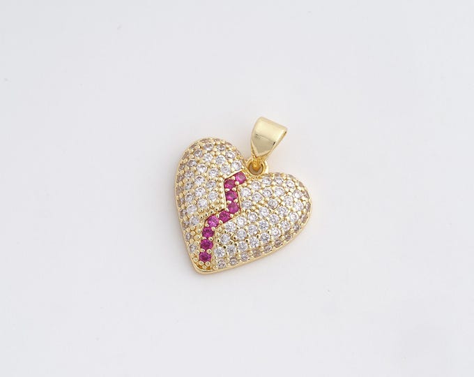 Heart Charm,Heart Pendant, 18K Gold Filled Love Necklace,DIY Jewelry Accessories,20.7x17x3.5mm