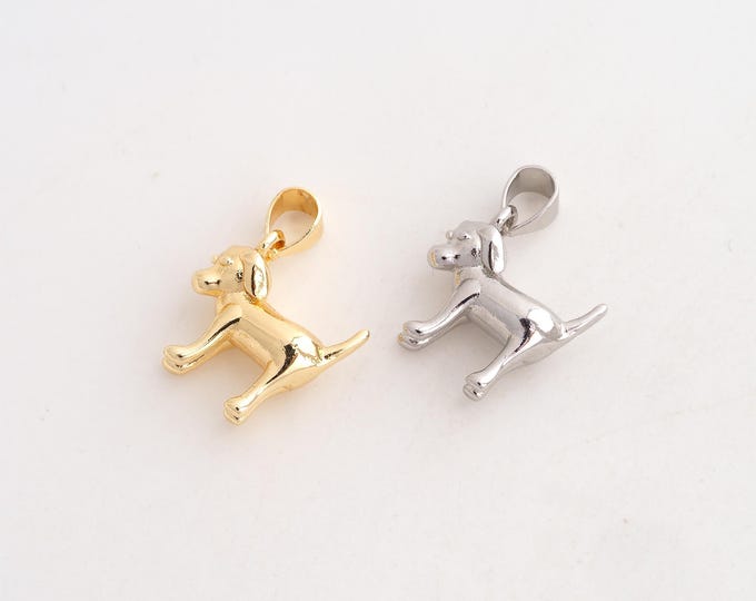 Dog Pendant,Animal Pendant,18K Gold Filled Dog Charm,DIY Jewelry Accessories,18.8x14.2x6.3mm