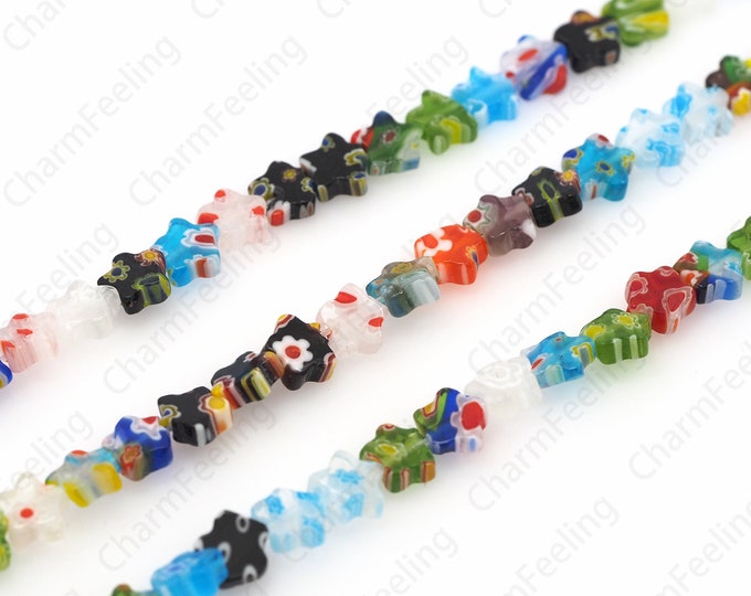 Pentagram Glass Beads, Murano Glass Jewelry, Flower Spacer Beads, Flower Jewelry, Polaris Glass Beads, DIY Jewelry Supplies, 8mm