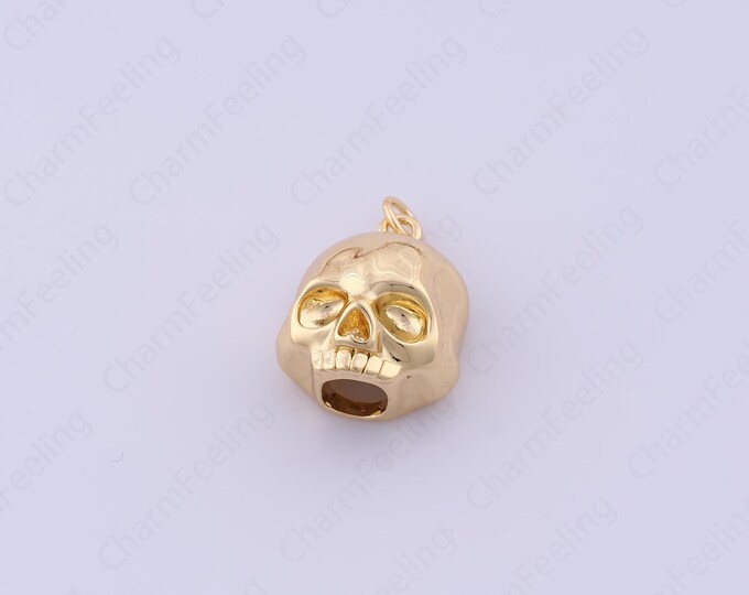 Gold Skull Pendant,Skull Necklace,Skull Pendant,18K Gold Filled Skull Charm,DIY Jewelry Making Accessories 21.5x15x10.7mm