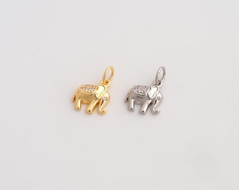 CZ Elephant Pendant,Animal Pendant,18K Gold Filled Elephant Charm,DIY Jewelry Accessories,13.8x9.4x3mm