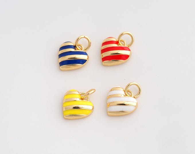 5 pcs Enamel Heart Pendant,Love Pendant,18K Gold Filled Heart Charm,DIY Jewelry Accessories,13.5x10x3.2mm
