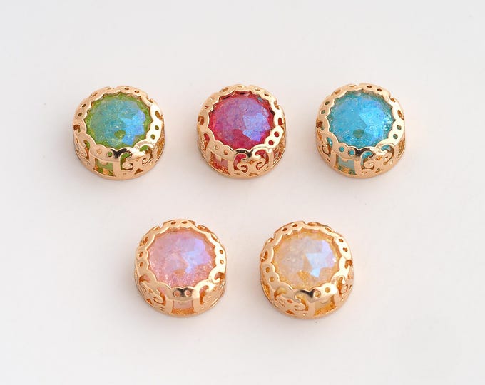 10 pcs 18K Gold Filled Gemstone Spacer Beads,Round Gemstone Beads,Round Beads,DIY Jewelry Supplies,10mm