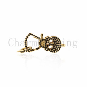 CZ skull lobster clasp,brass clasps, connector clasp, bracelet necklace charm clasp 12*31*6mm 1pcs