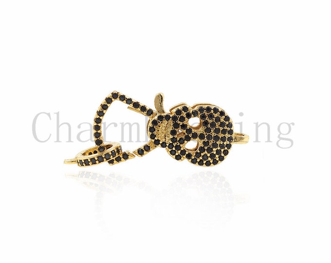 CZ skull lobster clasp,brass clasps, connector clasp, bracelet necklace charm clasp 12*31*6mm 1pcs