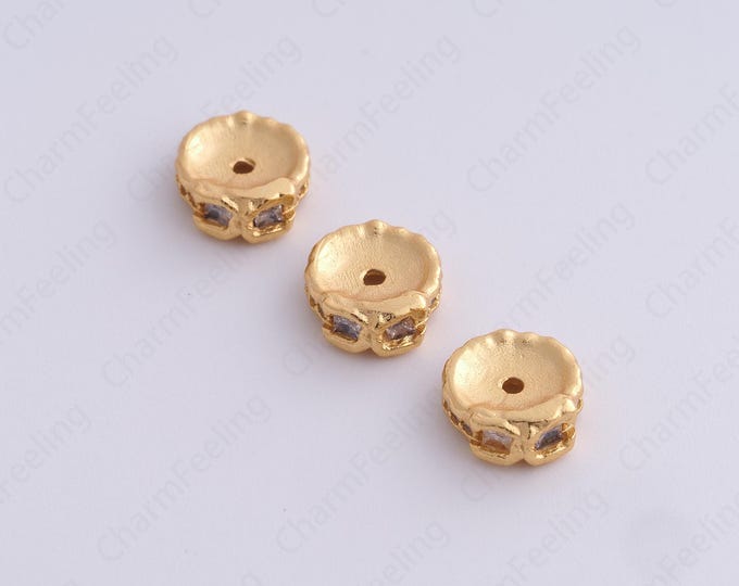Gold Round Spacer Beads, 18K Gold Filled Flat Beads,Dainty Disc Bracelet Necklace Spacer Beads, DIY Jewelry Supplies,10x8.7x3.7mm