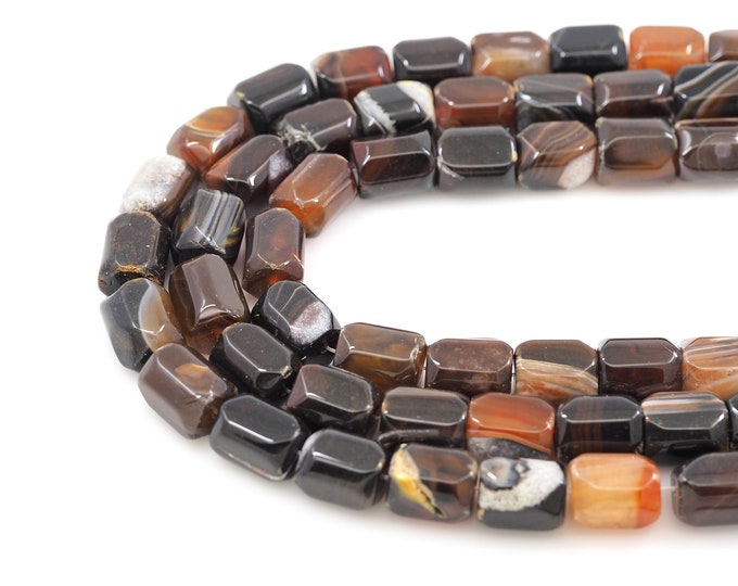 Baguette Beads,Transparent Black Natural Stone Rectangular Beads, Natural Stone Necklace, Rectangular Beads, 15x20mm
