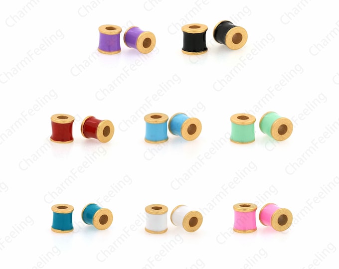 Circle Beads,Cylinder Beads, 18K Gold Filled Round Beads, Enamel Beads, DIY Bracelet Necklace Accessories 4.7x4.7mm
