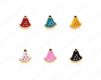 Hat Beads, Enamel Beads, 18K Gold Filled Bracelet Beads, Necklace Beads, Cap Spacer Beads, DIY Jewelry Supplies, 12.5x11.5x5.5mm