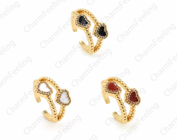 Heart Rings, Party Rings,Wedding Rings, 18K Gold Filled Rings, Circle Rings, Micro Pavé CZ Wide Rings, Fashion Rings,