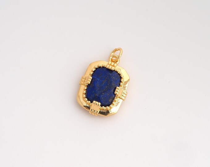 Natural Stone Pendant,Energy Stone Pendant,18K Gold Filled Square Charm,DIY Jewelry Accessories,22.8x14.3x5mm