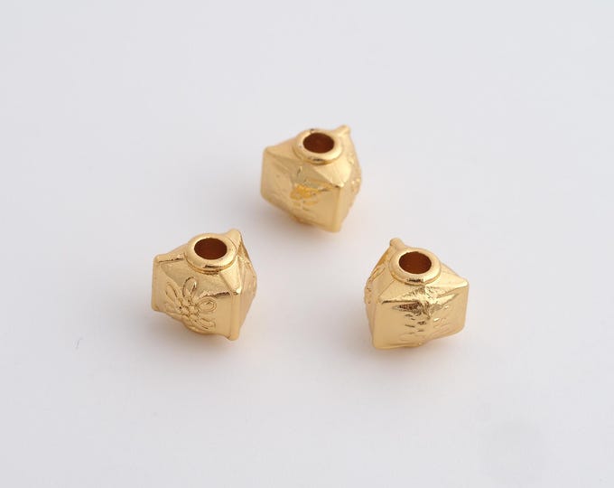 5 pcs Gold Flat Spacer Beads, 18K Gold Filled Triangle Beads,Dainty Bracelet Necklace Spacer Beads, DIY Jewelry Supplies,8x7.3mm