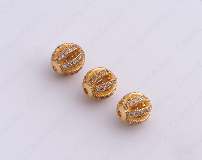 Gold Round Spacer Beads, 18K Gold Filled Tube Beads,Dainty Ball Bracelet Necklace Spacer Beads, DIY Jewelry Supplies,9x8.2mm