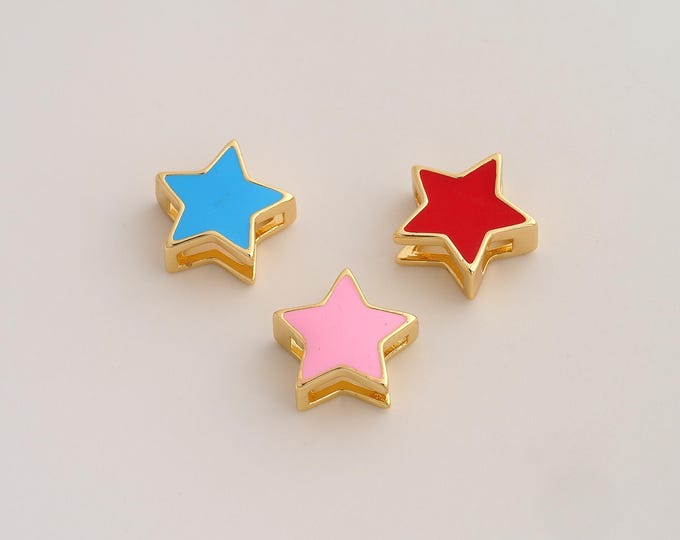 Enamel Star Pendant,Celestial Pendant,18K Gold Filled Starburst Charm,DIY Jewelry Accessories,14.7x14x6.2mm