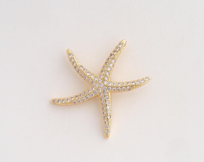 CZ Starfish Pendant,Starfish Pendant,18K Gold Filled Starfish Charm,DIY Jewelry Accessories,31x30x3.3mm
