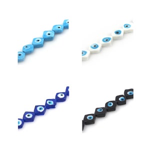 Rhombus Glass Beads, Eye Spacer Beads, Murano Glass Beads, Lucky Eye Beads, Flat Beads, DIY Jewelry Supplies, 18x19x6mm
