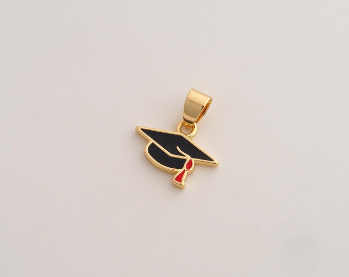 Enamel Doctoral Cap Pendant,Doctoral Cap Pendant,18K Gold Filled Doctoral Cap Charm,DIY Jewelry Accessories,18x16.5x2mm