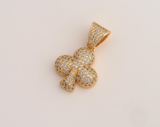 CZ Poker Pendant,Plum Blossom Pendant,18K Gold Filled Poker Charm,DIY Jewelry Accessories,35x21.4x6.2mm