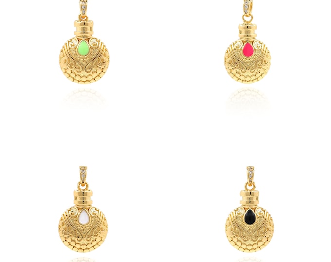 18K Gold Filled Water Bottle Pendant,Exquisite Water Bottle Necklace,Micropavé CZ Enamel Water Bottle Charm,Jewelry Accessories,26x15x6mm