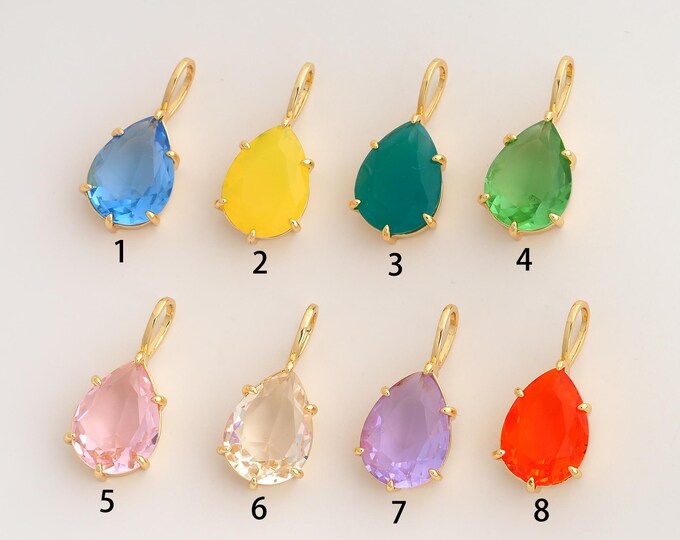 Water Drop Gemstone Pendant,Gemstone Pendant,18K Gold Filled Tear Drop Charm,DIY Jewelry Accessories,28x12.6x7.6mm