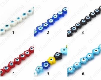 Glass Beads Jewelry,Flower Eye Glass Beads,Flower Beads,Murano Glass Jewelry,Flower Glass Beads,DIY Beading Supplies,10m