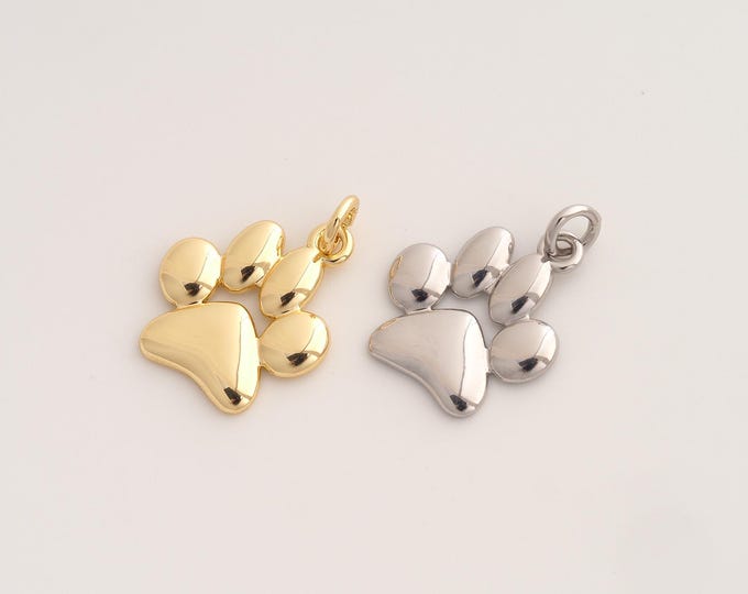 Paw Print Pendant,Animal Foot Pendant,18K Gold Filled Paw Print Charm,DIY Jewelry Accessories,22.3x16.7x2mm